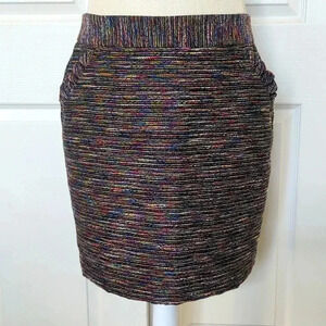 Loft Multi-Color Striped Textured Skirt